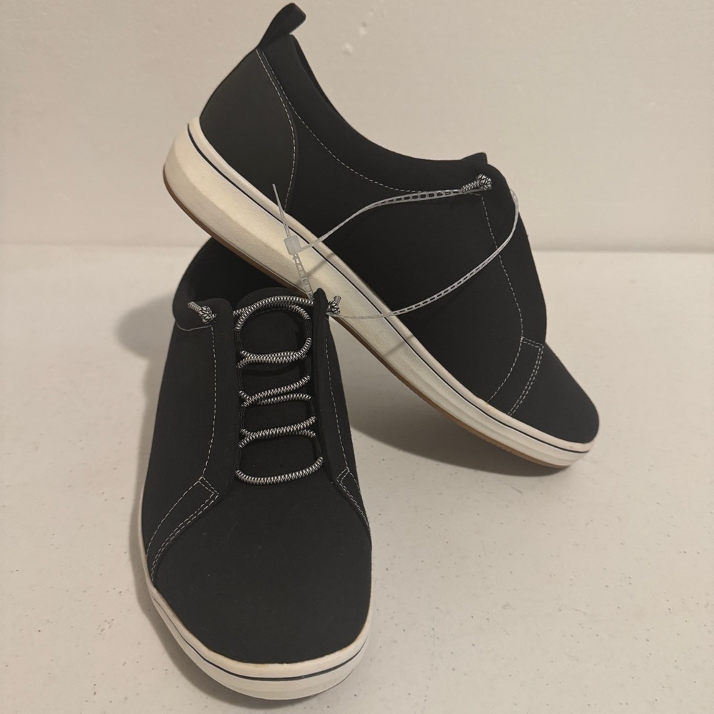Clarks Cloudsteppers Shoes Womens US Size 10 Sneakers Breezesky  Lace Black Noir